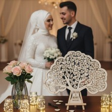 Evlilik Sepetim Düğün-Nişan- Misafir Hatıra Anı Kutusu-Defteri Hayat Ağacı 45CM Şeffaf Pleksi Şövale ve Kalem Hediyeli