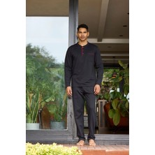 Tudik Collection Kocabey 9133  Erkek Midi Yaka Uzun Kollu Pijama Takımı