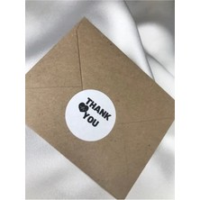 Bisaccia 400 Adet - 3 cm Thank You Etiket Siyah Beyaz Model Kalpli Yuvarlak Sticker