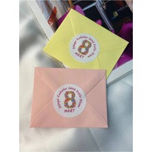 Casalinghi Dünya Kadınlar Günü Kutlu Olsun Etiketi Yuvarlak Mat Çıkartma Round Sticker 4 cm (40 Adet)