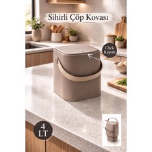 Funny Life 4 Litre Sihirli Click Kapaklı Içi Kovalı Çöp Kovası - Banyo , Mutfak Çok Amaçlı Çöp Kovası