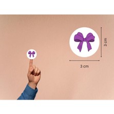 Casalinghi Mor Renk Fiyonk Etiketi Fiyonk Baskılı Yuvarlak Mat Çıkartma Round Sticker 3 cm (95 Adet)