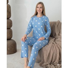 Tudik Collection Lindros 0440 Kadın Süet Uzun Kol Pijama Takımı