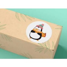 Casalinghi Penguen Etiketi Sevimli Penguenler Yuvarlak Mat Çıkartma Round Sticker 4 cm (20 Adet)