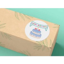 Bisaccia Happy Bırthday Stıcker Renkli Pasta Etiketi Yuvarlak Mat Stıcker Doğum Günü Serisi 4 cm (40 Adet)