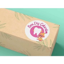 Bisaccia Pembe Renk Diş Çıkardım Sticker Diş Buğdayı Girl Baby Yuvarlak Mat Etiket 4 cm (40 Adet)