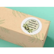 Bisaccia Nikah Törenimize Sizleride Bekliyoruz Çiçekli Mat Yuvarlak Sticker Wedding Ceremony 4 cm (40 Adet)