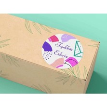Bisaccia Mor Pembe Teşekkür Ederiz Etiketi Renkli Geometrik Şekiller Yuvarlak Mat Sticker 3 cm - 200 Adet