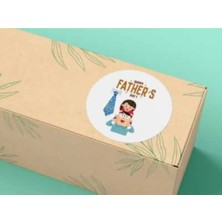 Bisaccia Babalar Günü Etiketi Yuvarlak Mat Sticker Happy Father's Day 4 cm (40 Adet)