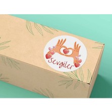 Bisaccia Sevgiler Etiketi Kırmızı Kalp Yuvarlak Mat Sticker 4 cm (100 Adet)