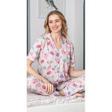 Tudik Collection Alissa 6258 Kadın Fil Desenli Patlı Pijama Takımı