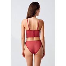 Cotonhause Kadın Push-Up Bordo Büstiyer Sütyen Takım – Dantelli Uzun Form C7T5N1433