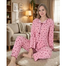 Tudik Collection Boyraz 0425 Kadın Raporlu Uzun Kol Pijama Takımı
