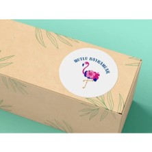 Bisaccia Flamingo Baskılı Mutlu Bayramlar Etiketi Ramazan Bayramı Tebrikler 4 cm - 40 Adet