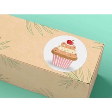 Bisaccia Cupcake Pasta Etiketi Tatlı Kek Mat Stıcker 4 cm (40 Adet)