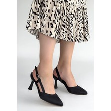 Shoegar Joga Siyah Cilt Simli Topuklu Ayakkabı