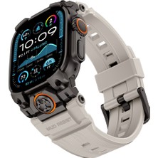 Watch Ultra 49MM Uyumlu Mohseven Iwatch Armor Silikon Kordon Siyah-Beyaz