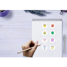 Casalinghi Renkli Aferin Etiketleri Sevimli Suratlar Yuvarlak Mat Sticker Gülen Yüz Okul Kurs 3 cm (95 Adet)