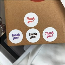 Bisaccia Thank You Etiketi Karışık Renkli Neon Yazı Tipi Mat Etiket (4 Renk ) 3 cm - 1000 Adet