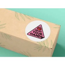 Bisaccia Wash Your Hands Etiketi Yuvarlak Mat Stıcker Hijyen Serisi 4 cm (40 Adet)