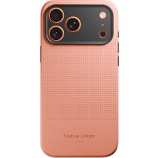 iPhone 17 Pro Max Kılıf M-Safe Uyumlu Deri Dokulu Native Union 2025 Active Serisi Kapak Turuncu