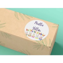 Bisaccia Mutlu Yıllar Etiketi Yuvarlak Mat Stıcker Doğum Günü Serisi 4 cm (100 Adet)