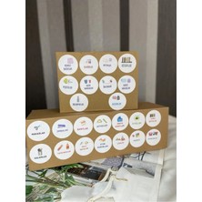 Bisaccia Karışık Okul Serisi Sevimli Yuvarlak Sticker Mat Etiket 4 cm (24 Adet)