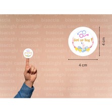 Casalinghi Ingilizce Cinsiyet Partisi Etiketi Girl Or Boy Erkek Mi Kız Mı Çocuk Mat Sticker 4 cm (90 Adet)