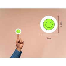 Casalinghi Yeşil Emoji Gülen Suratlar Etiketleri Sevimli Gülümseyen Yüz Yuvarlak Mat Sticker 3 cm (95 Adet)