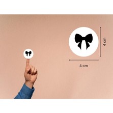 Casalinghi Fiyonk Baskılı Etiket Siyah Fiyonk Yuvarlak Mat Çıkartma Round Sticker 4 cm (40 Adet)