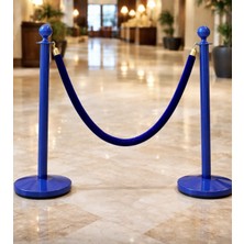 Lacivert / Navy Blue 2 Duba 1 Halat Set Protokol Bariyeri - Halatlı Bariyer - Pirinç Bariyer