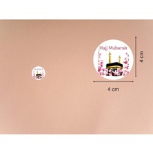 Casalinghi 4 cm (90 Adet) Hajj Mubarak Etiketi Hediye Sticker Gift Umre Kabe Hajj Yuvarlak Mat Çıkartma