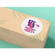 Casalinghi Women's Day Sticker 8 Mart Etiketi Yuvarlak Mat Çıkartma Round Sticker 4 cm (40 Adet)