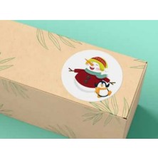 Casalinghi Kardan Penguen Snow Man Etiketi Kardan Adam Yuvarlak Mat Çıkartma Round Sticker 3 cm (100 Adet)