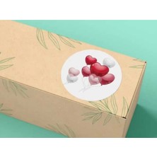 Casalinghi Heart Balloon Etiketi Yuvarlak Mat Çıkartma Valentine's Day Series Round Sticker 4 cm (40 Adet)