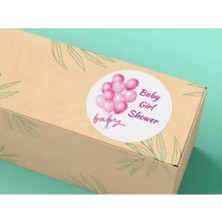 Bisaccia Baby Gırl Shower Partisi Pınk Sticker Mat Etiket Baby Shower Serisi 4 cm (40 Adet)