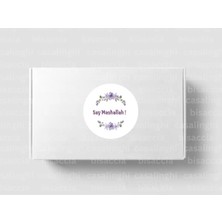 Casalinghi Ingilizce Say Mashallah ! Etiketi Yuvarlak Mat Sticker Mor Maşallah De Nazar Değmesin 4 cm (90 Adet)