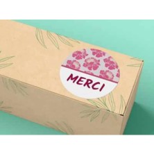 Bisaccia Merci Sticker Mat Yuvarlak Teşekkür Etiketi Mersi 4 cm (40 Adet)