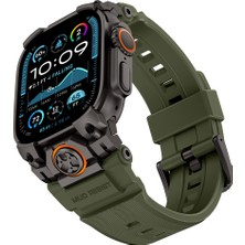 Watch Ultra 49MM Uyumlu Mohseven Iwatch Armor Silikon Kordon Siyah-Yeşil