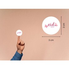 Casalinghi Eid Mubarak Etiketi Pembe Renk Kelebekli Ramazan Bayram Çıkartmaları 3 cm (95 Adet)