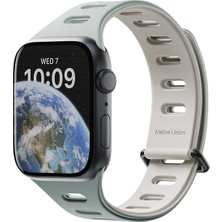 Watch 10 46MM Uyumlu Native Union Active Watch Band Serisi Silikon Kordon Yeşil-Gri