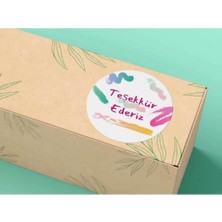 Bisaccia Teşekkür Ederiz Etiketi Renkli Çizgiler Mat Thank You Sticker 3 cm -95 Adet