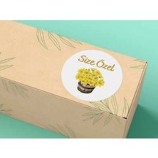 Bisaccia Çiçek Desenli Size Özel Etiketi Yuvarlak Mat Stıcker 4 cm (40 Adet)