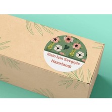 Bisaccia Sizin Için Sevgiyle Hazırlandı Sticker Çiçekli Yeşil Mat Etiket 4 cm - 40 Adet