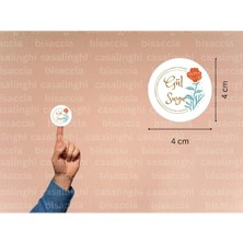 Casalinghi Gül Suyu Yazılı Etiket Gül Baskılı Yuvarlak Mat Çıkartma Kolonya Sticker Hediyelik 4 cm (45 Adet)