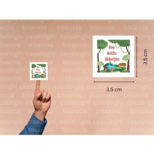 Casalinghi Hoş Geldin Bebeğim Etiketi Yeşil Ağaç Hayvanlı Mat Çıkartma Cute Sticker Kutlama 3.5 cm (45 Adet)