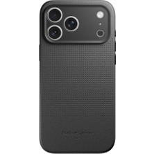iPhone 17 Pro Max Kılıf M-Safe Uyumlu Deri Dokulu Native Union 2025 Active Serisi Kapak Siyah
