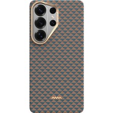 Galaxy S26 Ultra Uyumlu Kılıf M-Safe Şarj Özellikli Raptic Aramid Skin Origin Serisi Kapak Gold-Mavi