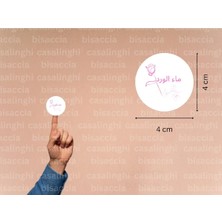 Casalinghi Arapça Gül Suyu Etiketi Yuvarlak Mat Çıkartma Hediyelik Pembe Gül Sticker 4 cm (45 Adet)