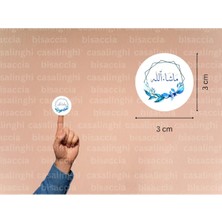 Casalinghi Arapça Mashallah Etiketi Yuvarlak Mat Sticker Maşallah Nazar Değmesin Bebek Mevlidi 3 cm (95 Adet)